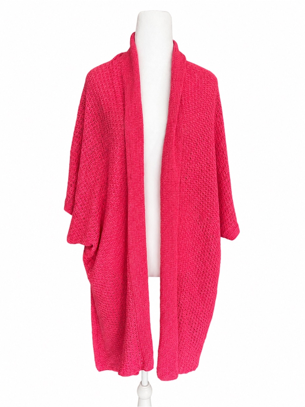 NWT Chico's Wild Rose Pink Open-Knit Lightweight Wrap Sweater L/XL Cardigan